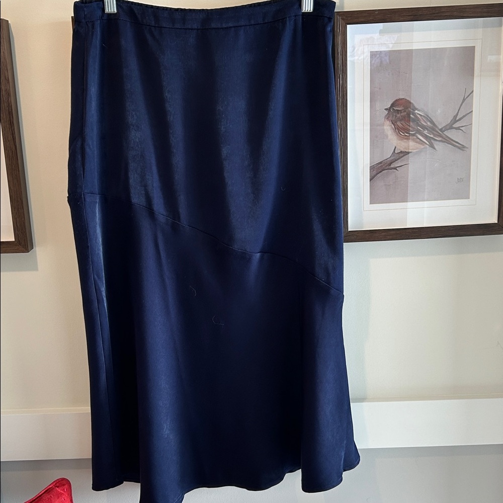 Brass Plum royal blue A-line midi skirt silky soft Flowing midi skirt Size M